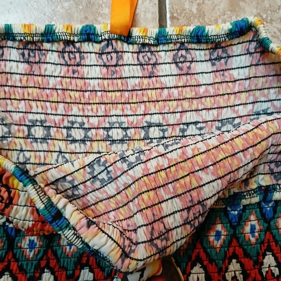 #0226 Womens Aztec Print Maxi Strapless Magic Dress Size Medium - Picture 11 of 16